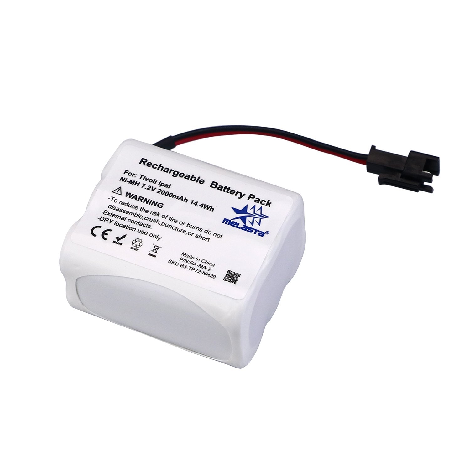 Melasta 7.2V 2000Mah Ni Mh Audio Replacement Battery Compatible With Tivoli Pal Ipal Radio (Ma 1, Ma 2, Ma 3 Compatible 2 Wire)